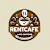 A logo for RentCafe, a live caffeine company, featuring a steaming cup of coffee.