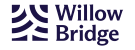 a logo with the words willow bridge on a green background