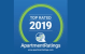 A logo for Apartment Ratings with the year 2019.