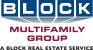 a sign that says black multifamily group with a block real estate group