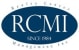 a blue logo with white letters on a white background