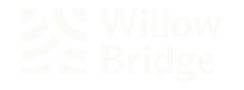the logo for willow bridge with the words willow bridges on a green background