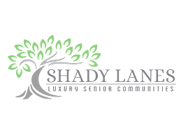 A logo for Shady Lanes Luxury Senior Communities features a tree with green leaves.