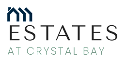 a green logo with the words estates at crystals bay on it