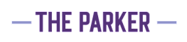 The text "THE PARKER" is displayed in purple on a green background.