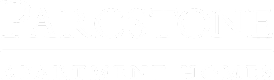 The image is of a logo for Parcstone Apartments Homes.