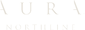 A green sign with the word "AURA" in large letters and "NORTHLINE" in smaller letters below it.