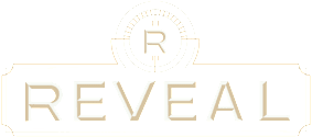 A logo with the word REVEAL and a letter R in a circle above the word.