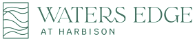A logo with the text "Waters Edge" and "at Harbison" is displayed.