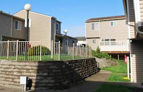 View of property retaining walls
