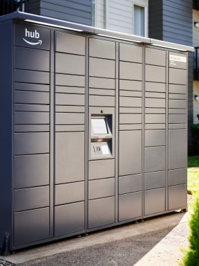 a lockers in front of a house