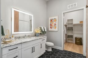 a bathroom with a sink and a toilet and a mirror