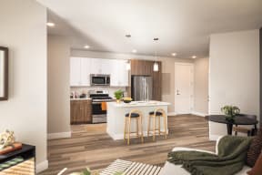 Open concept kitchen with island