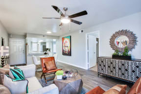 Living Room with a Ceiling Fan at The Julia Apartments, Mesa, 85210