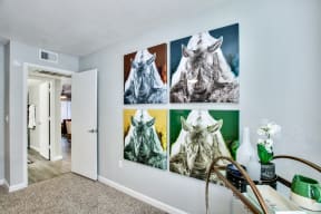 A Wall with Four Paintings at The Julia Apartments, Mesa, Arizona
