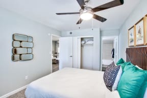 Bedroom with a Ceiling Fan at The Julia Apartments, Arizona, 85210