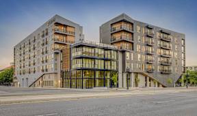 Exterior view of Luma Salt Lake City luxury apartments.
