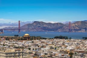 a view of the golden gate bridge over the city of san francisco