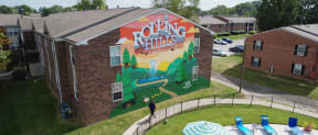a mural is painted on the side of a building