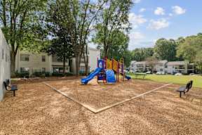 Playground with blue slide at Greenhouse Apartments, Kennesaw, 30144