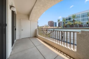 Exterior balcony has views of the city