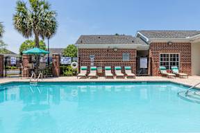 pool with lounge chairs  at Vista Commons Apartments, Columbia