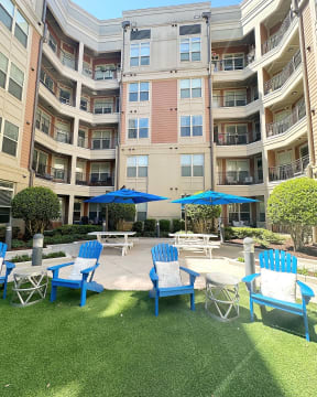 Patio at LaVie SouthPark Apartments in Charlotte, NC