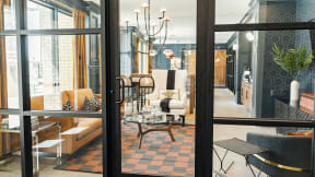 a view of the lobby from the front door at The Fitzgerald, Spartanburg, South Carolina
