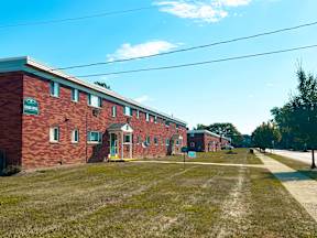 Property brick building at Emerald Village Apartments, Willoughby, OH, 44094