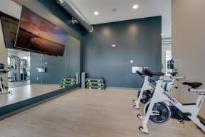 Spin Bikes with Large Wall Mirror