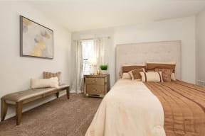 Bedroom with Plush Beige Carpet
