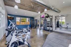 Spacious Fitness Center with Cardio Equipment, Free Weights and Boxing Bag