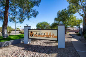 Acacia Hills Monument at Acacia Hills Apartments in Tucson Arizona