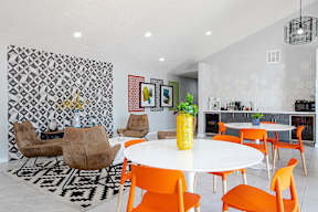 Clubhouse with seating area and kitchen at Villas Del Cielo Aprartments in Albuquerque New Mexico October 2020