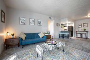 Living Room and dining area at Villas Del Cielo Aprartments in Albuquerque New Mexico October 2020