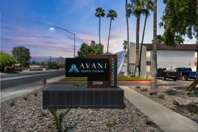 Monument sign at Avani North Tucson Apartments