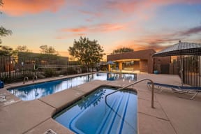 Pool and spa at Avilla River Apartments in Tucson Arizona