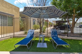 Shaded Poolside Lounge Chairs at Avilla River in Tucson Arizona