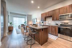 the preserve at ballantyne commons apartment kitchen and living room