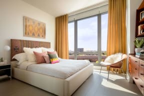 Primary Bedroom with Views in 1 Bedroom Apartment at Landmark West Loop Apartments in Chicago, IL