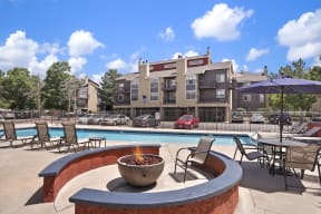 our apartments offer a swimming pool with a fire pit