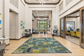 a view of the lobby at the bradley braddock road station apartments