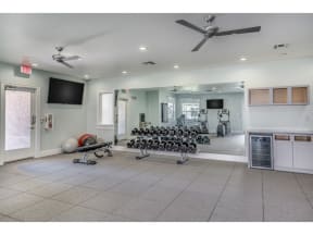 the gym has plenty of weights and cardio equipment