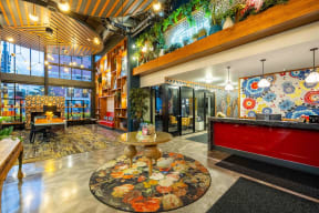 the lobby or reception area and residences