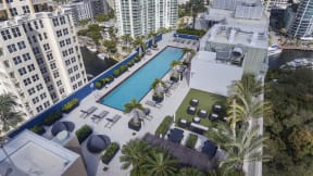 High Rise luxury rental apartments overlooking the New River in Fort Lauderdale, Florida near Las Olas Blvd.