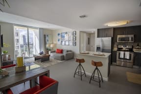 High Rise luxury rental apartments overlooking the New River in Fort Lauderdale, Florida near Las Olas Blvd.