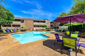 Pool with Lounge Chairs and Umbrellas