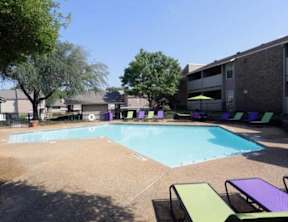 Pool with Lounge Chairs and Umbrellas