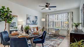Modern furnishings inside a model apartment at The Artisan at Robinson