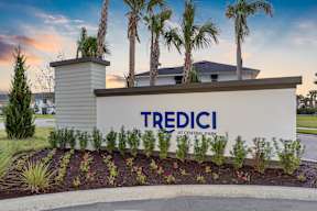 a teddi corporate office sign in front of a building with palm trees